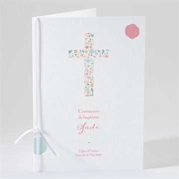 Livret de messe baptême croix à motifs et pois