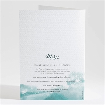 Livret de messe mariage aquarelle verte - Dos du livret