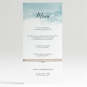 Menu mariage aquarelle verte - Dos du menu