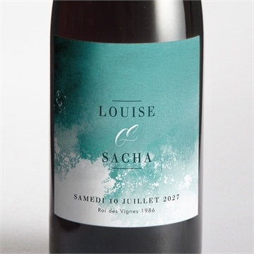 Etiquette de bouteille mariage aquarelle verte