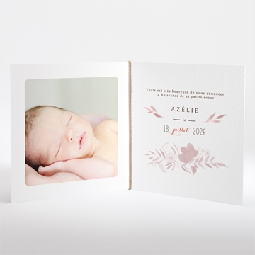 Faire-part naissance aquarelle vintage - Intérieur du faire-part