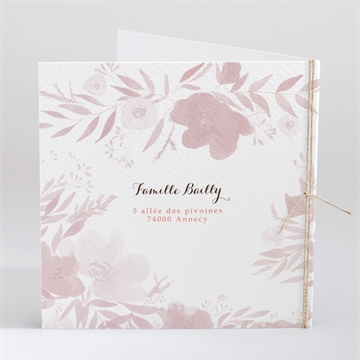 Faire-part naissance aquarelle vintage - Dos du faire-part