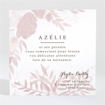 Remerciement naissance aquarelle vintage - Dos de la carte