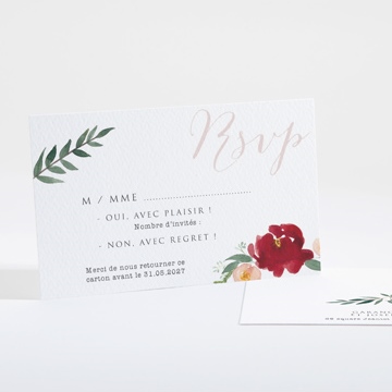 Carton réponse mariage jolis coquelicots