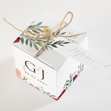 Boîte de dragées mariage jolis coquelicots - Dessus de la boîte