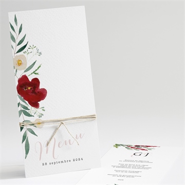 Menu mariage jolis coquelicots