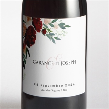 Etiquette de bouteille mariage jolis coquelicots