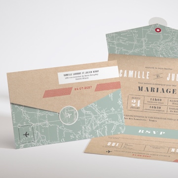 Faire-part mariage voyage voyage