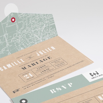 Faire-part mariage voyage voyage - Détail du faire-part