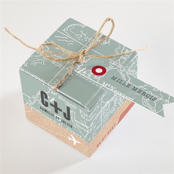 Boîte de dragées mariage voyage voyage - Dessus de la boîte