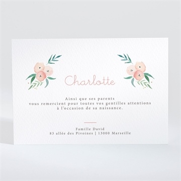 Remerciement naissance la révélation - Dos de la carte