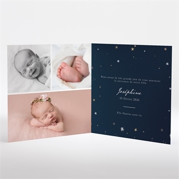 Faire-part naissance neige étoilée - Intérieur du faire-part