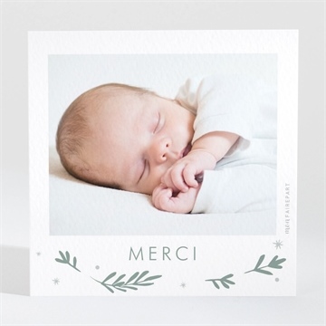 Remerciement naissance végétal vert pastel