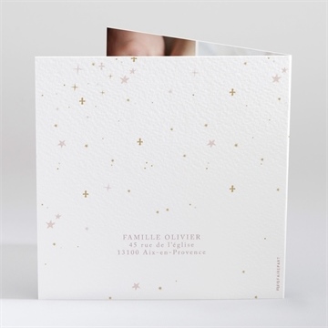 Faire-part de baptême simple design - Dos du faire-part