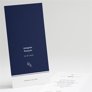 Menu mariage bleu romantique