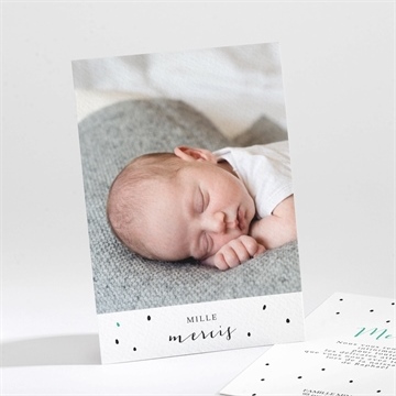 Remerciement naissance double photo petits pois