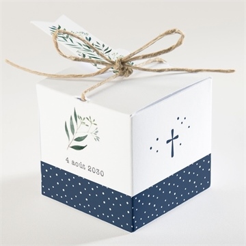 Boîte de dragées baptême motifs et autres pois - Dos de la boîte