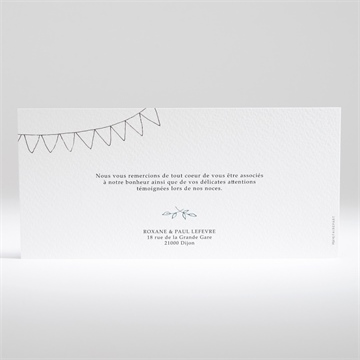 Remerciement mariage belle couronne - Dos de la carte