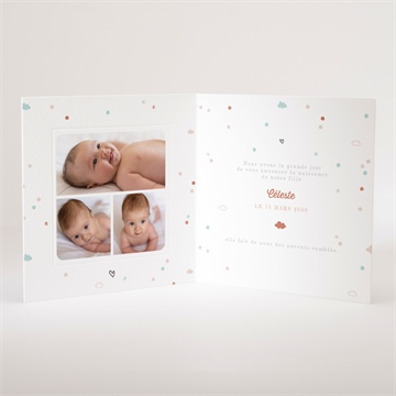 Faire-part naissance joli ciel - Intérieur du faire-part