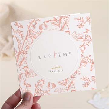 Faire-part de baptême motif gravure