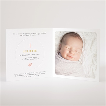 Faire-part de baptême gravure gaufrée - Intérieur du faire-part