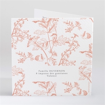 Faire-part de baptême gravure gaufrée - Dos du faire-part