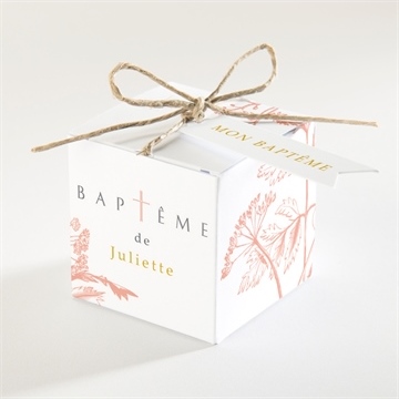 Boîte de dragées baptême motif gravure