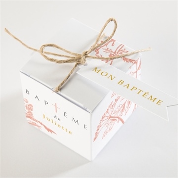 Boîte de dragées baptême motif gravure - Dessus de la boîte