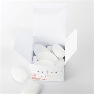 Boîte de dragées baptême motif gravure - Intérieur de la boîte