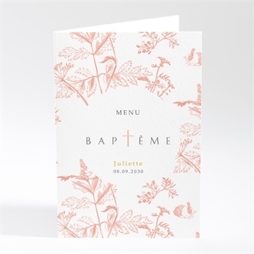 Menu baptême motif gravure