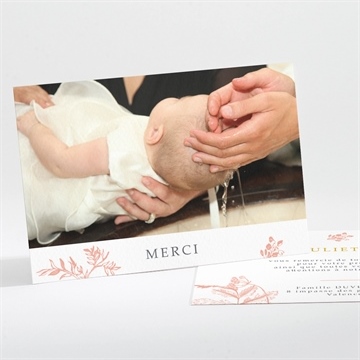 Remerciement baptême motif gravure