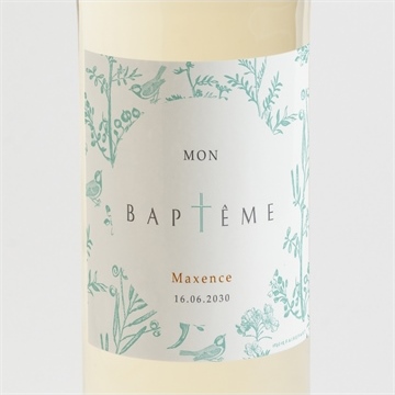 Etiquette de bouteille baptême gravure en rond magnet