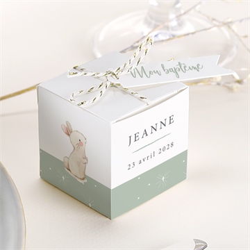 Boîte de dragées baptême tendre scène