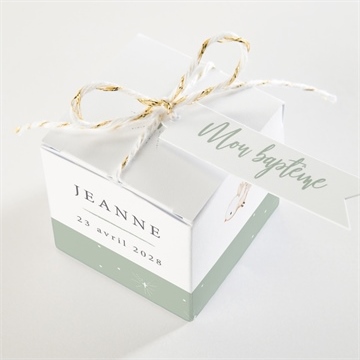 Boîte de dragées baptême tendre scène - Dessus de la boîte