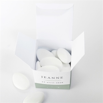 Boîte de dragées baptême tendre scène - Intérieur de la boîte