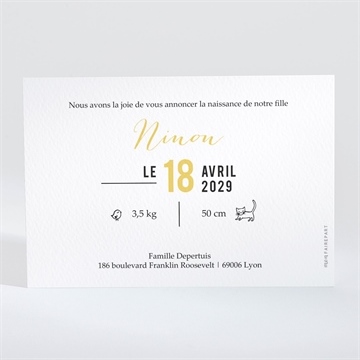 Faire-part naissance animaux graphiques - Dos du faire-part