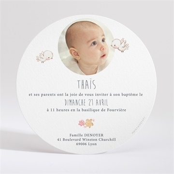 Faire-part de baptême enfant bercé de tendresse - Dos du faire-part