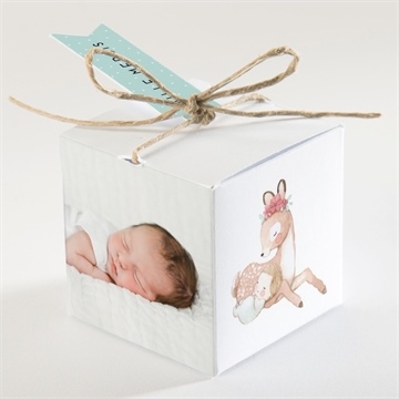 Boîte de dragées baptême tendre faon ! - Dos de la boîte