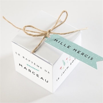 Boîte de dragées baptême tendre faon ! - Dessus de la boîte