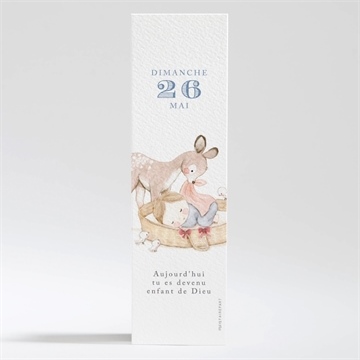 Signet baptême illustration animaux - Dos du signet