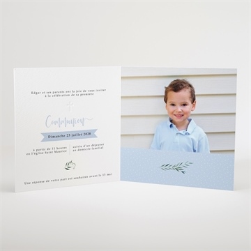 Faire-part communion doux flocons - Intérieur du faire-part