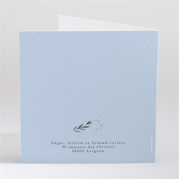 Faire-part communion doux flocons - Dos du faire-part