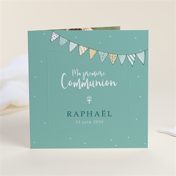 Faire-part communion ma cérémonie vert menthe