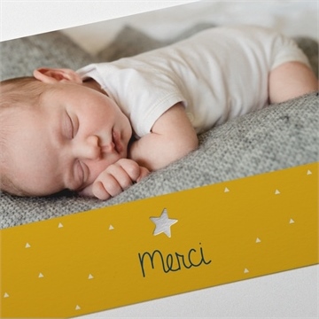 Remerciement naissance moutarde en rond - Détail de la carte