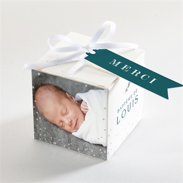 Boîte de dragées baptême initiale argentée