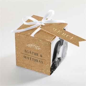 Boîte de dragées mariage kraft champêtre