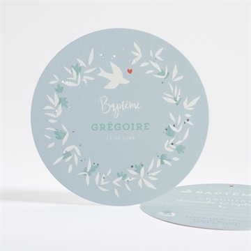 Faire-part de baptême colombe en folie