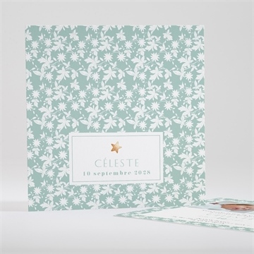 Faire-part naissance feuilles et étoiles