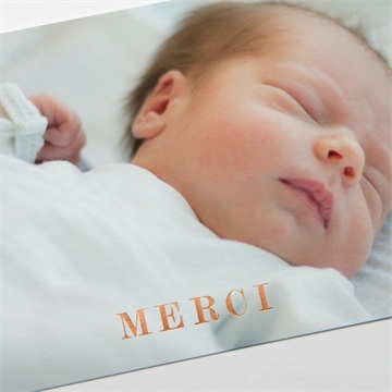 Remerciement naissance feuilles et étoiles - Détail de la carte