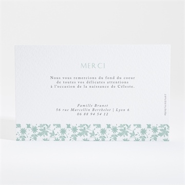 Remerciement naissance feuilles et étoiles - Dos de la carte
